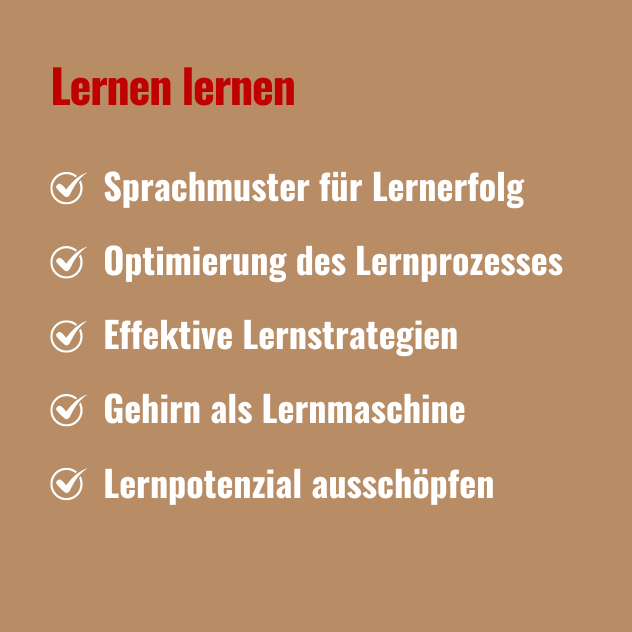 Lernen lernen mit speziellen Sprachmustern Lernen lernen mit speziellen Sprachmustern